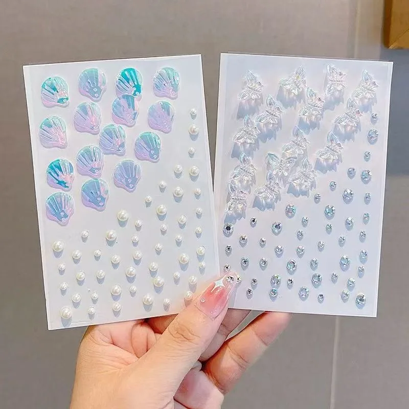 Korean Ins Style Mermaid Rose 3D Butterfly Phone Case Decor Rhinestone Floral Shell Art Personalization DIY Decoration Crafts