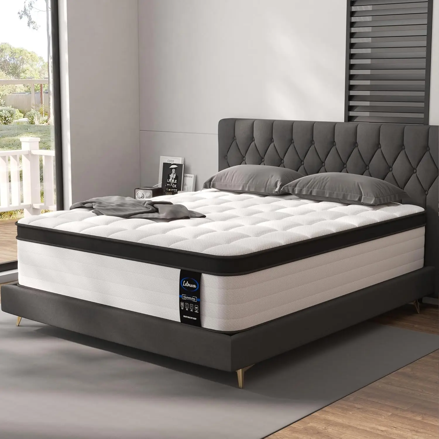Queen Size Mattresses 14 Inch Hybrid Queen Mattress in a Box Medium Firm Memory Foam and Pocket Springs Upgrade Strong Edge Supp