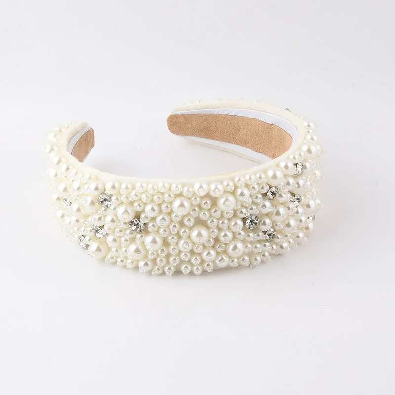 New Fashion Pearl Inlaid Rhinestones Wide-Brimmed Headband Ladies Prom Beautiful Hair Luxury Dance Headband High Top Headband345