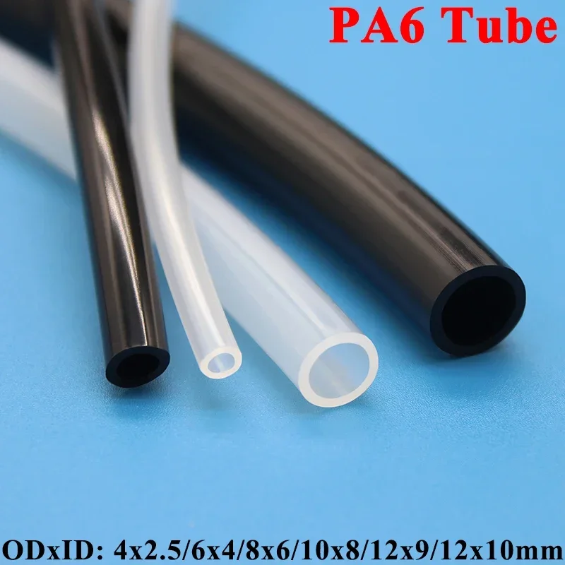 High Pressure PA6 Nylon Tube Diameter 2.5 4 6 8 9 10 12 mm Pneumatic Air Compressor Smooth Rigid Polyamide Oil Pipe Clear Black