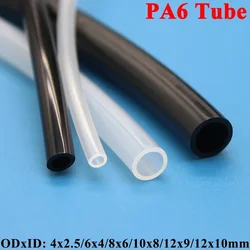 Tubo de nailon PA6 de alta presión, compresor de aire neumático, tubo de aceite de poliamida rígida lisa, color negro claro, diámetro 2,5, 4, 6, 8, 9, 10, 12 mm