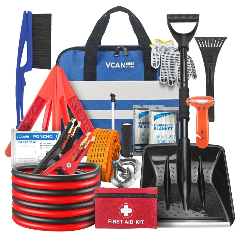 

CT20506 Car Emergency Kit with Jumper Cable, First Aid Kit, Winter Travel Assistance with Detachable Snow Shovel