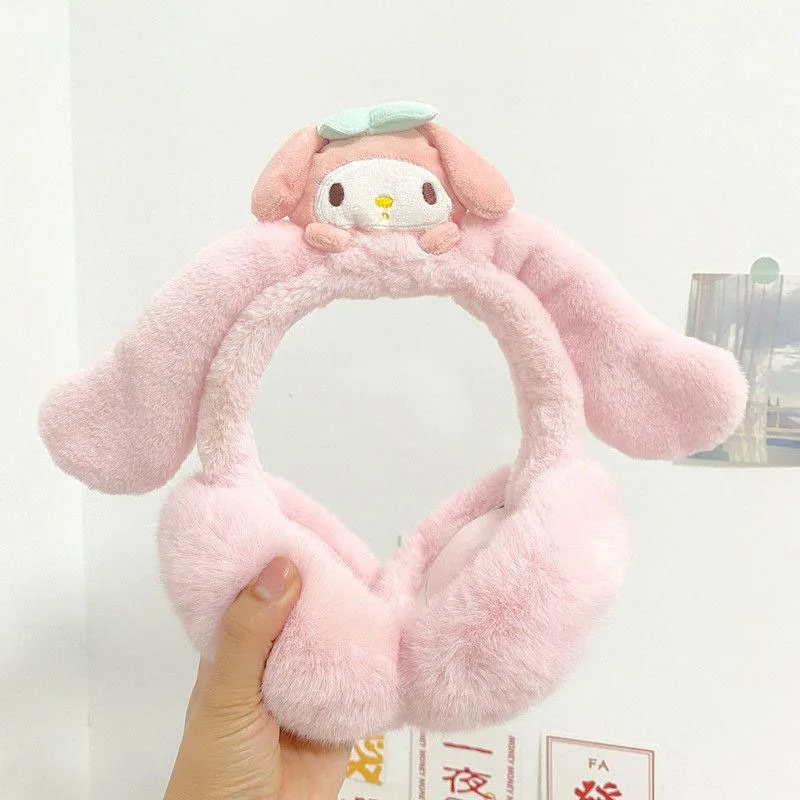 Kawaii Sanrio Earmuffs Warmth Kuromi Cinnamoroll Applicable To Students and Adults Folding Ear Muffs Cute Plush Ear Covers