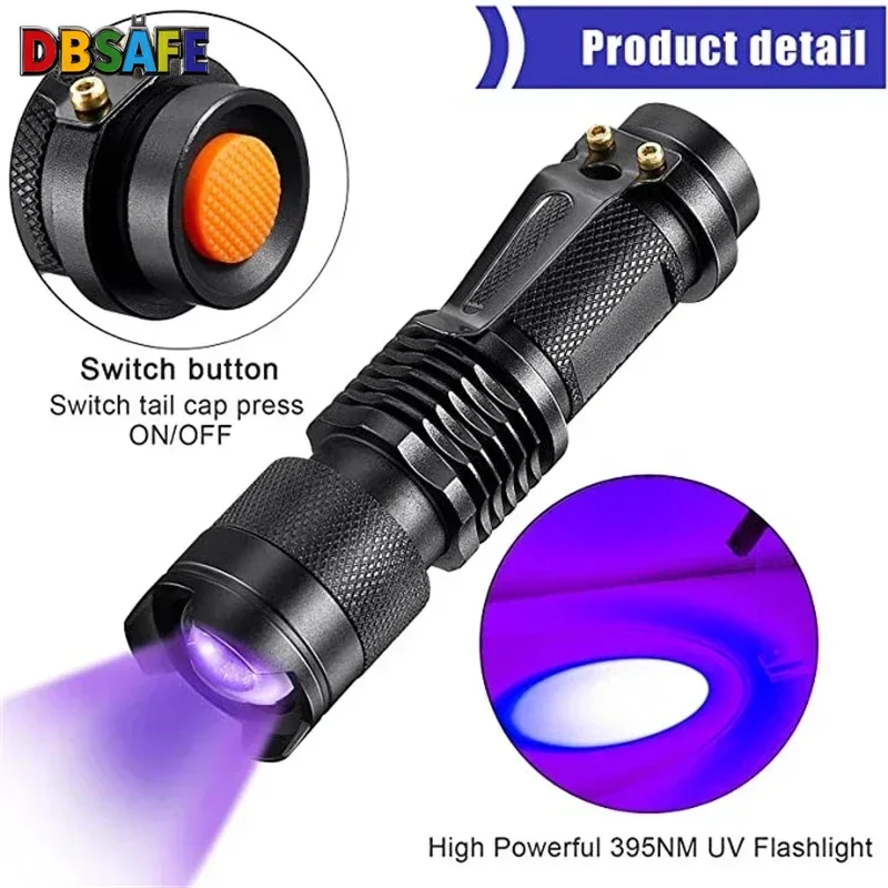

395 нм УФ светодиодный фонарик портативный мини ультрафиолетовый фонарик водостойкий масштабируемый детектор мочи домашних животных лампа для поиска скорпиона