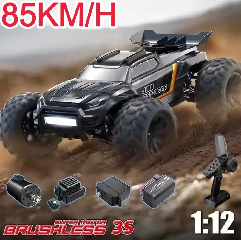 Carro de Controle Remoto 1/12 Brushless 2.4G 4WD 85km/h Veículo Off-Road de Corrida Brushless Carro de Alta Velocidade para Adultos/Crianças Brinquedo Presente