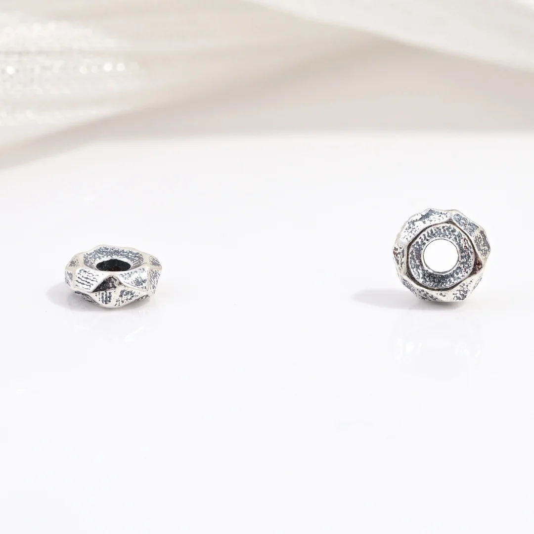 2PCS S925 Sterling Silver Retro Pattern Spacer Beads