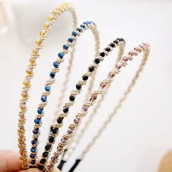 Luxury Thin Rhinestone Hairbands Bling Crystal No-slip HairBands for Women Girls Bezel Hair Hoops Ladies Aldult Hair Accessories