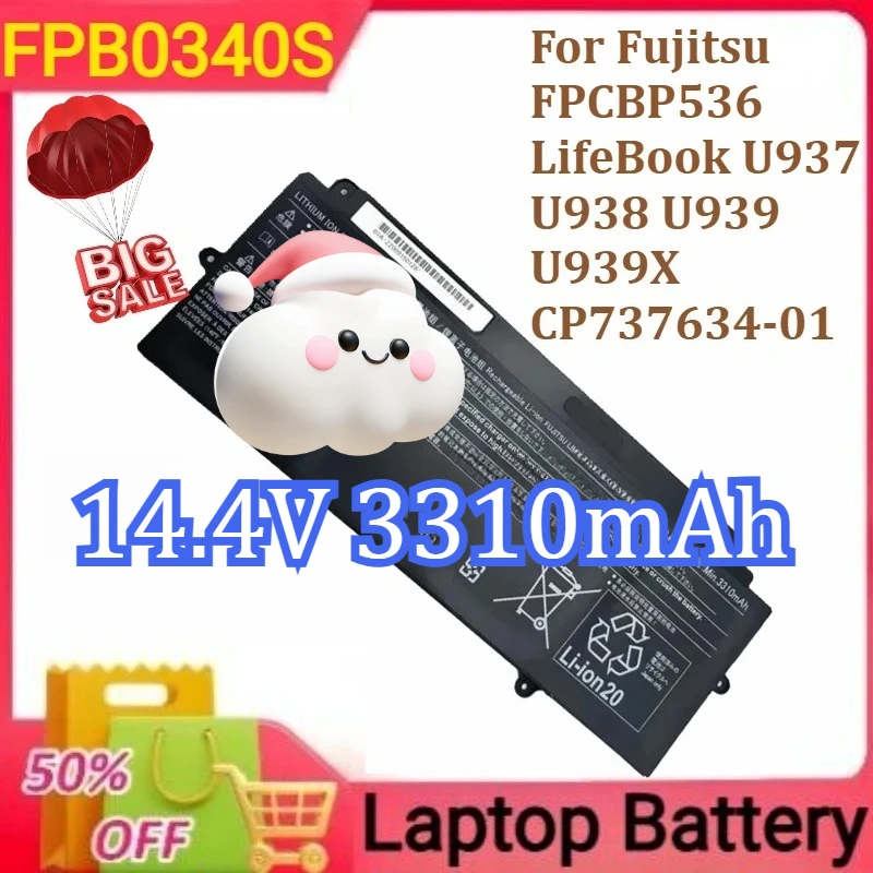 

FPB0340S Laptop Battery For Fujitsu FPCBP536 LifeBook U937 U938 U939 U939X CP737634-01 14.4V 3310mAh
