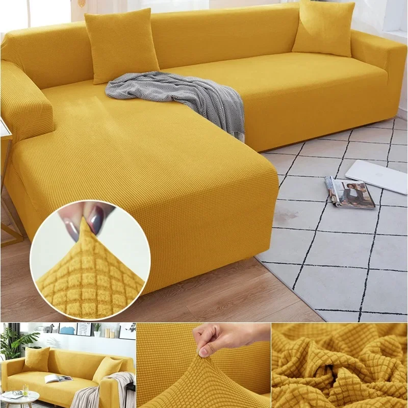 Solid Color Sofa Cover 1/2/3/4 Seater Sofa Cover for Living Room Elastic Spandex L Shaped Corner Sofa Cover Couch Cover for Sofa