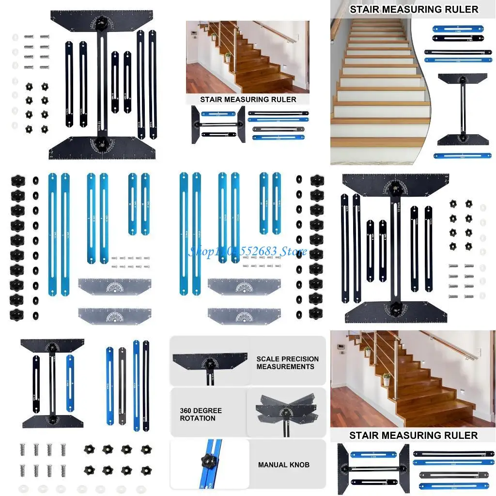 

Y6GD Comprehensive Stair Treads Scribing Tool Measuring Cutting Guide With Adjustable Length Fit for Carpentry Stair Building