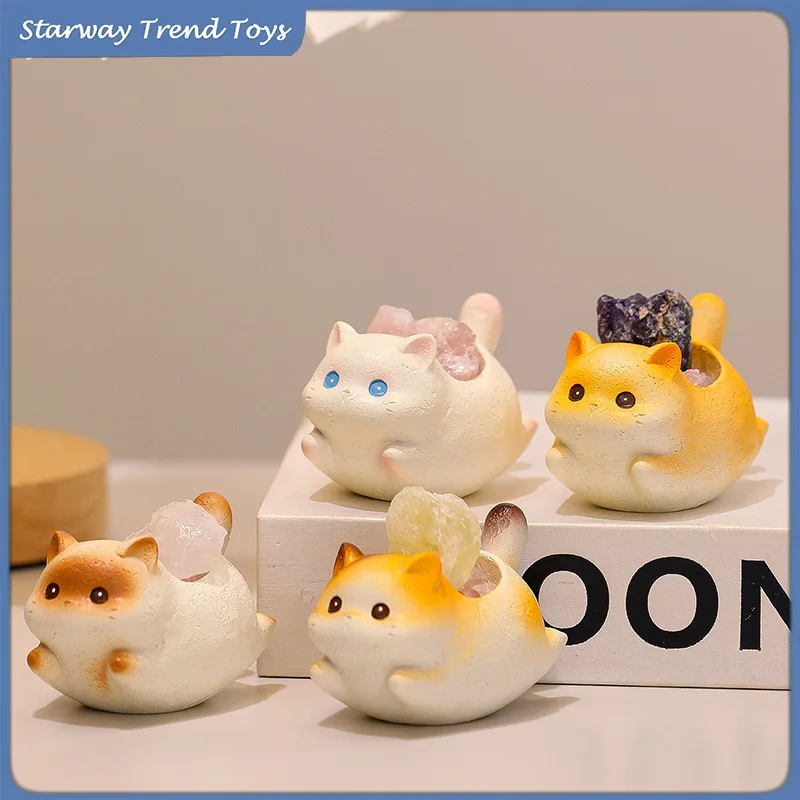 

Милая фигурка кошки из натурального камня, настольное украшение, аромадиффузор, декор для дома и офиса, подарок