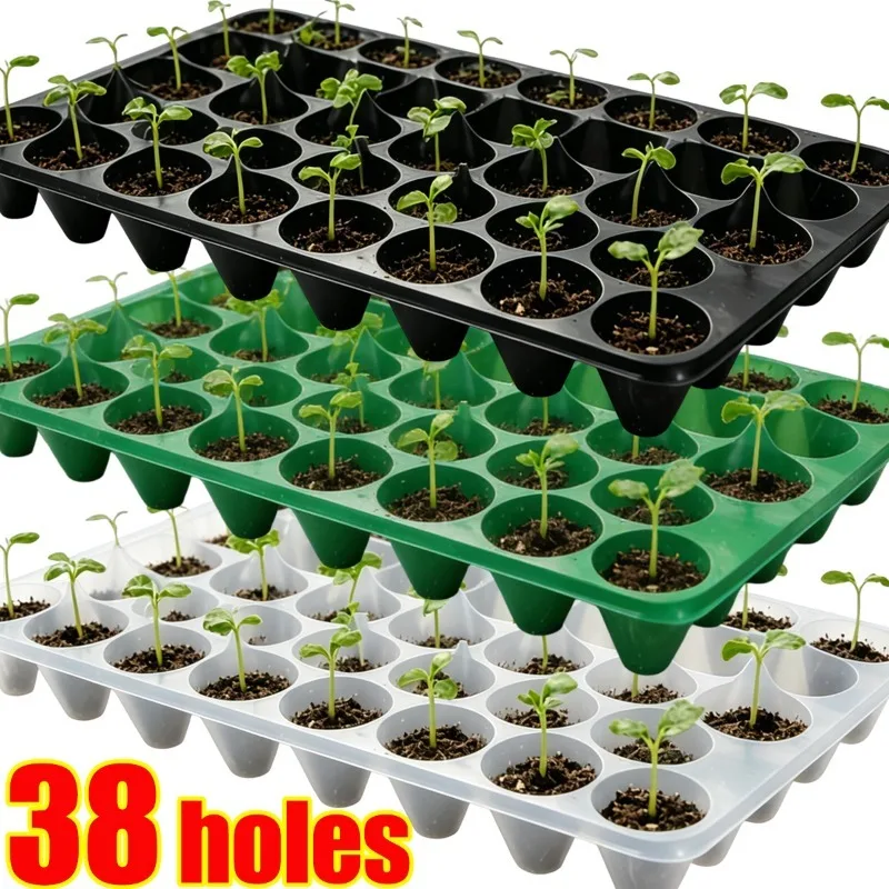 Bandejas de germinación de PVC engrosado de 38 agujeros para semilleros, macetas de vivero, iniciación de semillas, cultivo de plantas y flores, cajas de cultivo para jardinería
