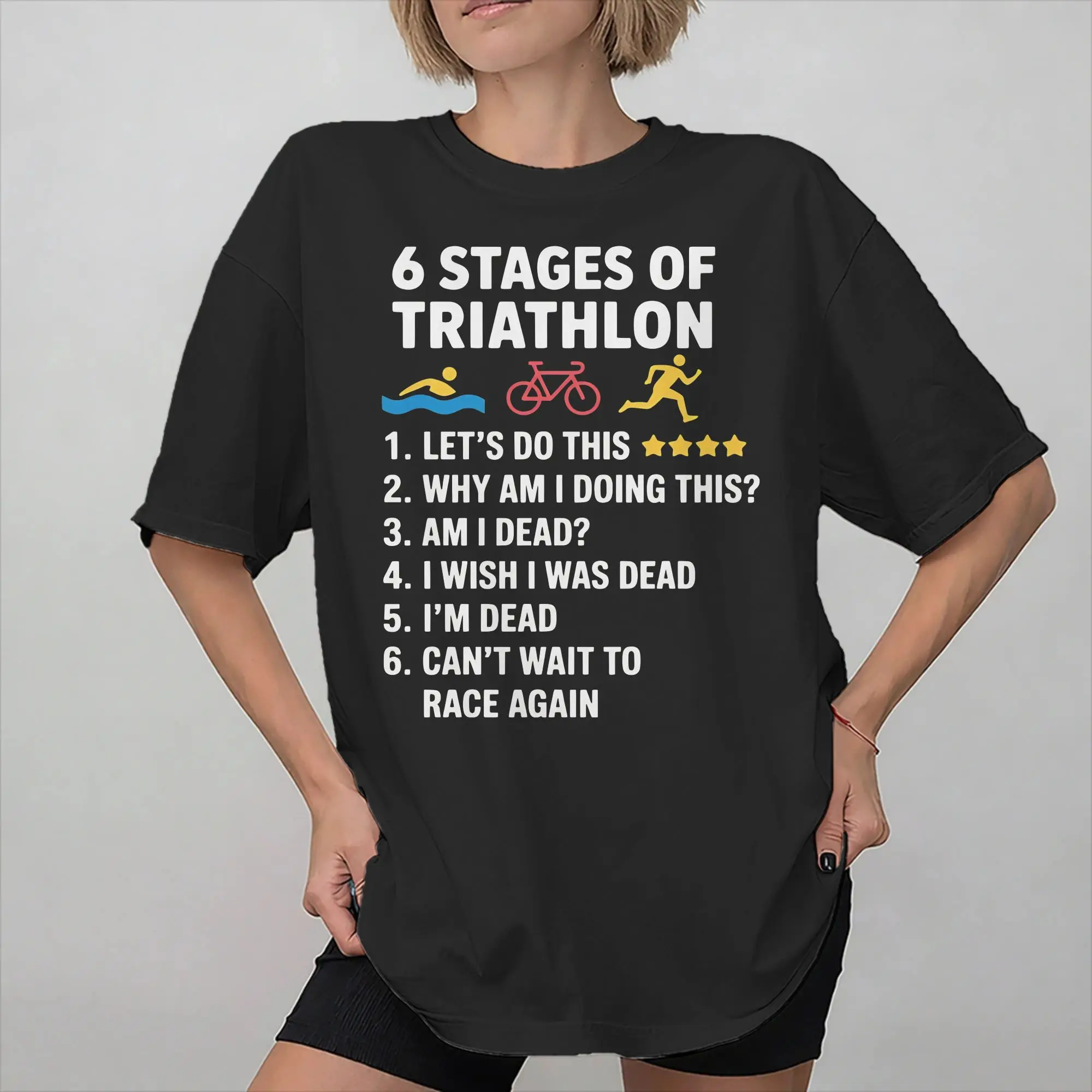 6 Stages Of Triathlon Running Swimming Bicycling Tee Shirt for Men Women Gift Idea T Shirts  100% Cotton Clothes