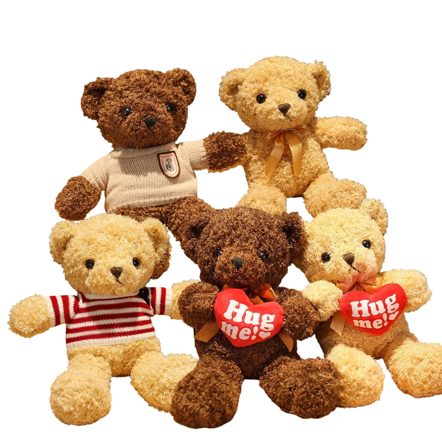 

Cute Teddy Bear Plush Toy Stuffed Animal Bear with Weater/Heart Soft Doll Kids Toys Birthday Gift