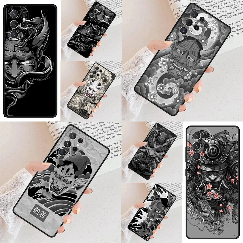 Japanese Hannya Mask Phone Case For Samsung Galaxy S24 S23 S22 S21 Ultra S10 Note 10 Pro S20 Plus FE S9 S8 Cover