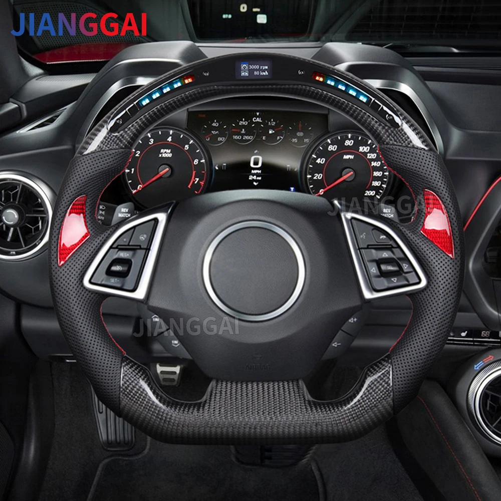 LED Display Carbon Fiber Car Racing Steering Wheel For Chevrolet Camaro 2016-2023 Corvette C7 Chevy ss 2014-2019 Steering Wheel