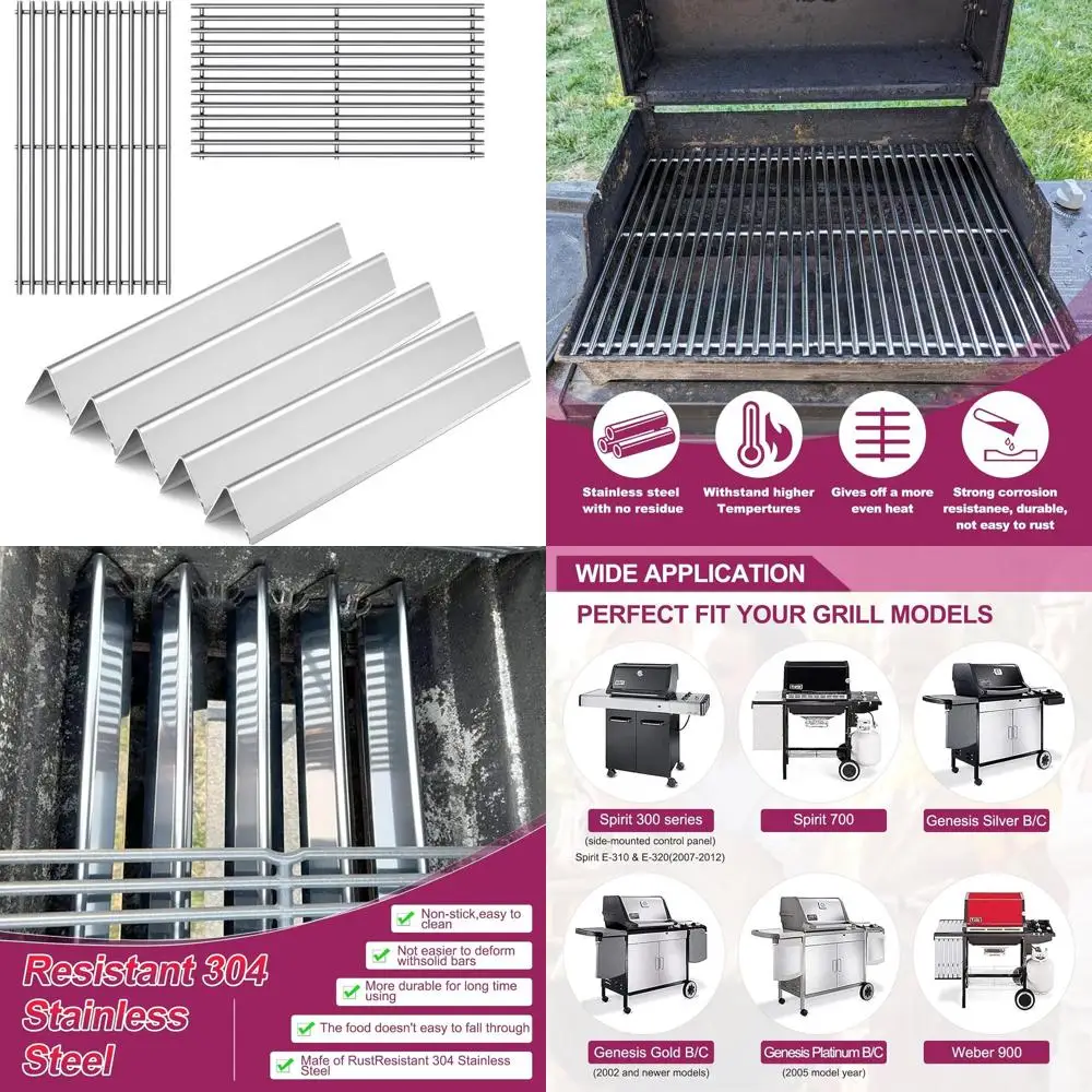 

Stainless Steel Flavorizer Bars for Cooking Grates, Compatible with Genesis Silver Band, Spirit 700, 900, Spirit 300, E-310, E-3
