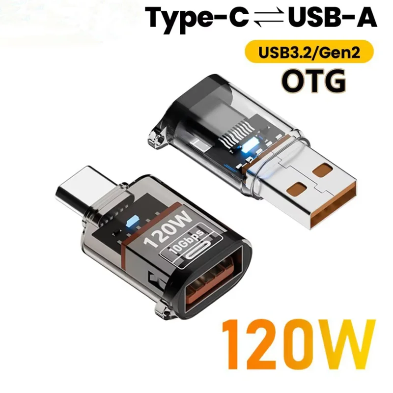 120W Fast Charging USB 3.2 to Type C Adapter OTG 10GB High Speed Data Audio Transfer For PC Tablet Xiaomi Huawei USB C Converter