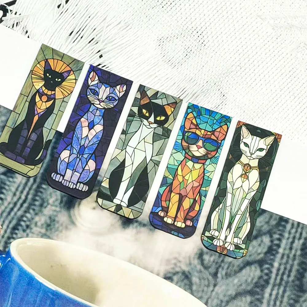 

5PCS Elegant Cat Magnetic Bookmark Funny Cartoon Page Break Student Stationery Creative Gifts Reading Tags Bookmarks