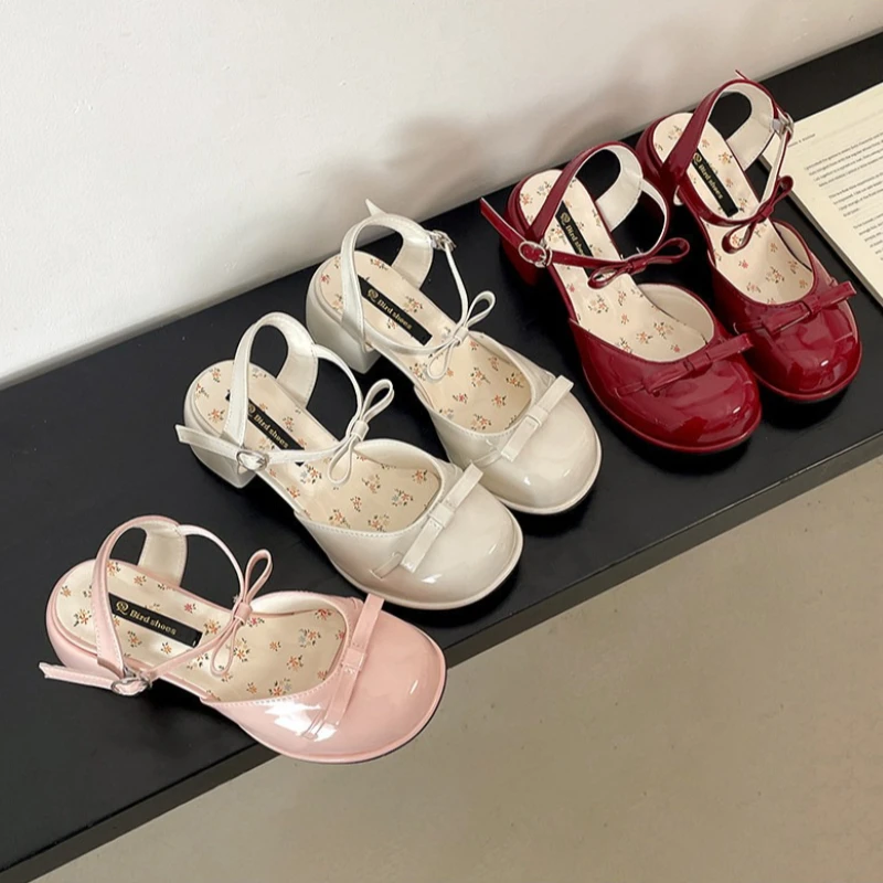 

Summer Fashion Cover Toe Thick Heel Women Sandals Fashion Shallow Party Dress Singbacks Mules Shoes Zapatos De Mujer