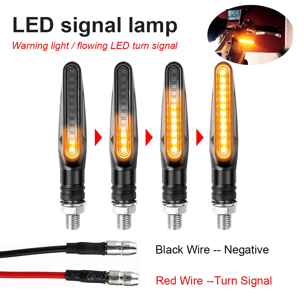 

2PCS Motorcycle Electric Car LED Turn Signal Lamp Straight Warning Light LED Signal Light Flowing Water Turn Signal Light POS