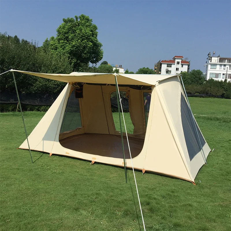 Single Layer Canvas Outdoor Camping Tent, Light Luxury Camping Tent, Family Style Campsite, Outdoor Sunshade, Spring Tent