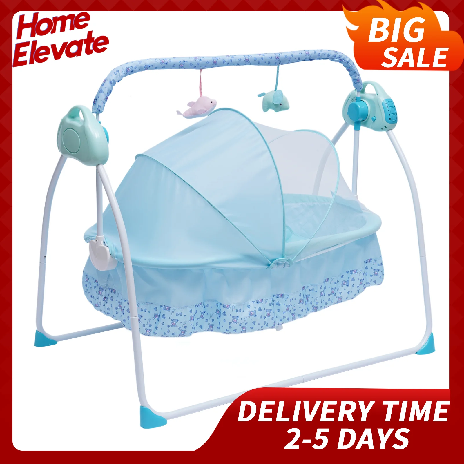 

Детская колыбель-качалка, авто кресло-качалка с дистанционным управлением, 5-скоростная электрическая детская кроватка, музыкальная спальная корзина, москитная сетка, коврик, подушка