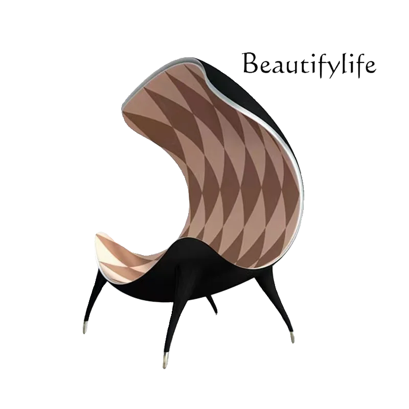 

Nordic modern art creative fiberglass bent back chair special-shaped personality high back chair