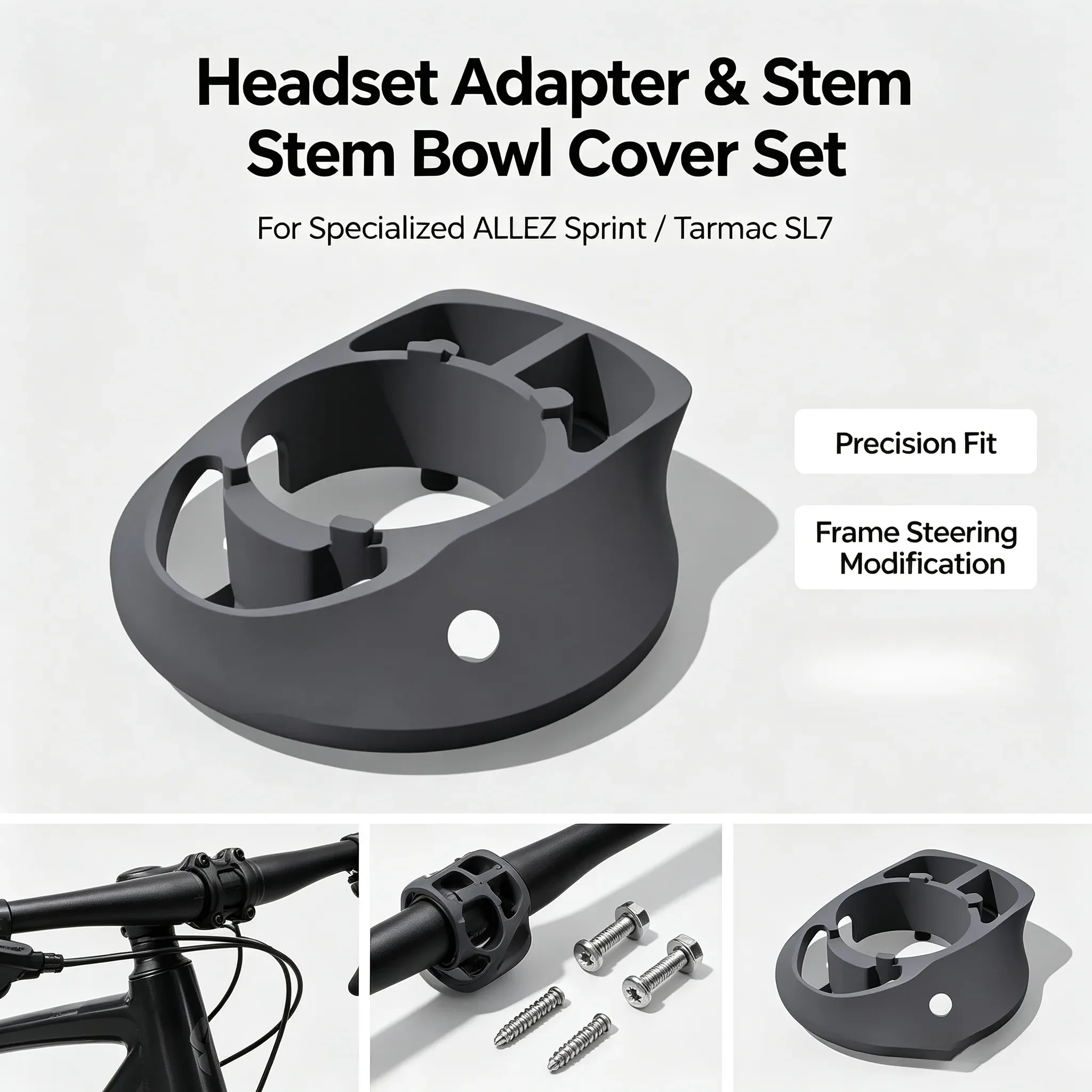 Headset Adapter & Stem Bowl Cover Set, Bicycle Conversion Kit for Specialized ALLEZ Sprint / Tarmac SL7 – Frame Steering Modific