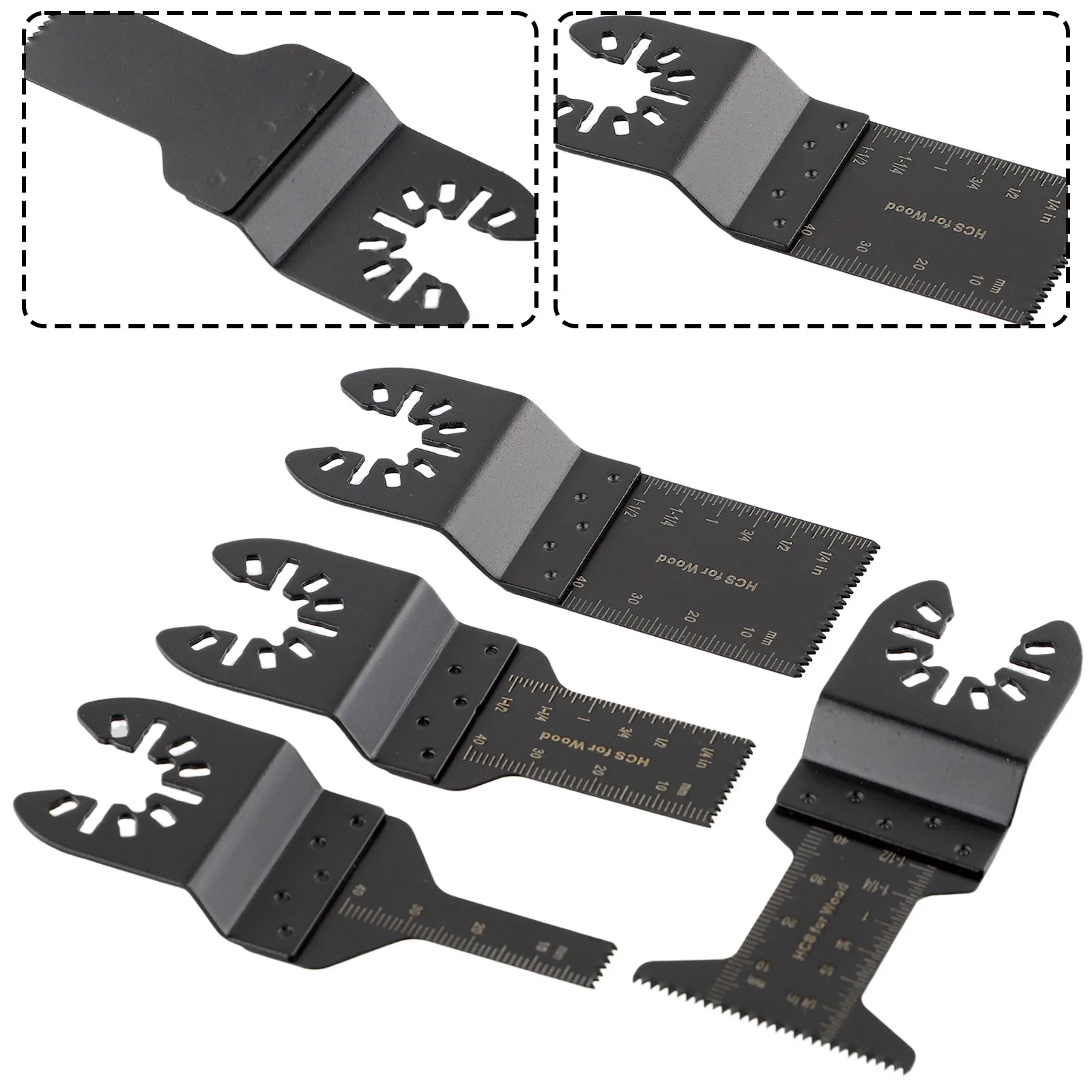 4Pcs 10/20/34/88mm Oscillating Multi Tool Saw Blades Set High Carbon Steel For Renovator Power Cutting Soft Metal Wood Plastic