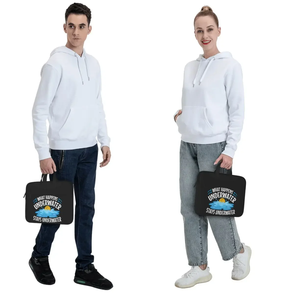 Water Polo What Happens Underwater Stays Underwater Crossbody Laptop Bag Case Computer Bag Resistant Protective Notebook Pouch
