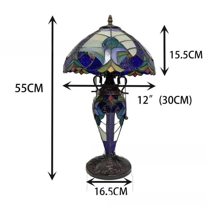Lamp high-end European bedroom study, colored glass elegant, stable handmade exquisite child and mother desk lamp