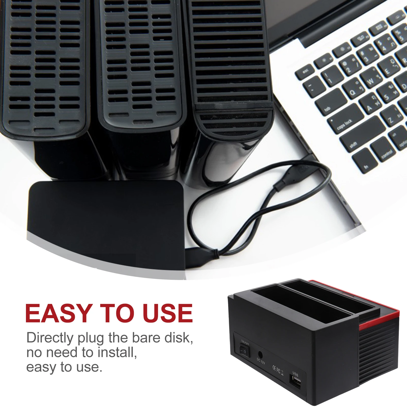 

2 Enclosure 3.5 Dual Slot Disk Base Hard Drive Reader External Box USB Expansion Hub Stable Power Supply Durable