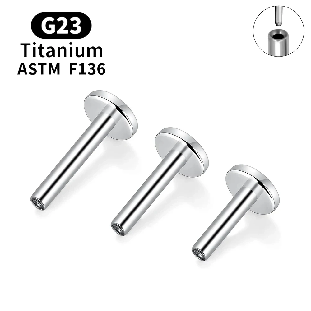 10 sztuk G23 tytanowy Piercing push pin basebar bezgwintowy 20G/18G/16G Labret wargi Tragus chrząstka Piercing biżuteria akcesoria