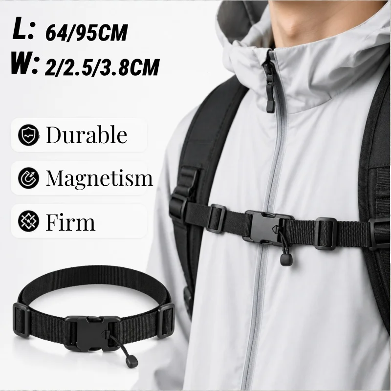 Backpack Magnetic Chest Pack StrapEasy Detachable Strap Adjustable Shoulder Strap Outdoor Camping Bag Strap Accessories