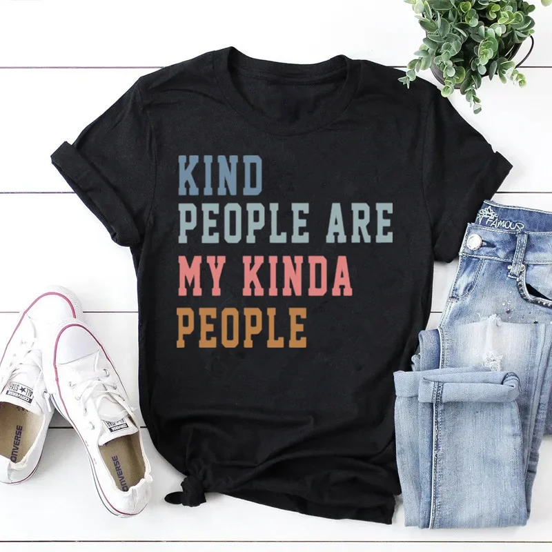 Kind People Are My Kinda People Teacher Gifts Elementary School Shirt Teacher Short Sleeve Top Tees 100% Cotton Drop shipping