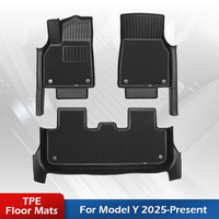 Floor Mat with Door Sill Strip For 2025 Tesla Model Y Juniper Launch All Weather TPE Trunk Cargo Liner Boot Mat Backrest Pad