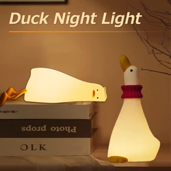 USB Rechargeable Duck LED Night Light Pat Silicone Lamp Timing Dimming Bedside Home Room Decor Children Nightlight Birthday Gift