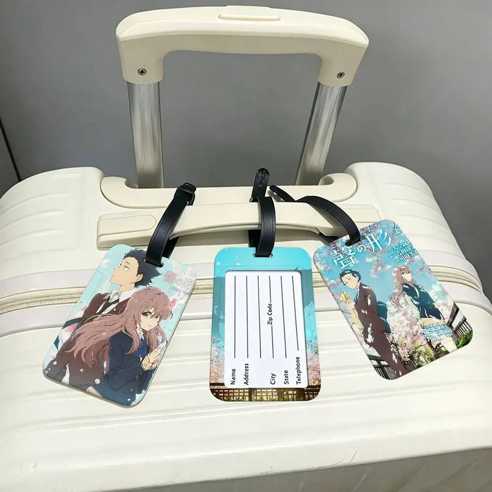 A S-Silent Voice Portable Anti lost Luggage Name Tag PVC Information Card Sleeve Suitcase Backpack Travel Label