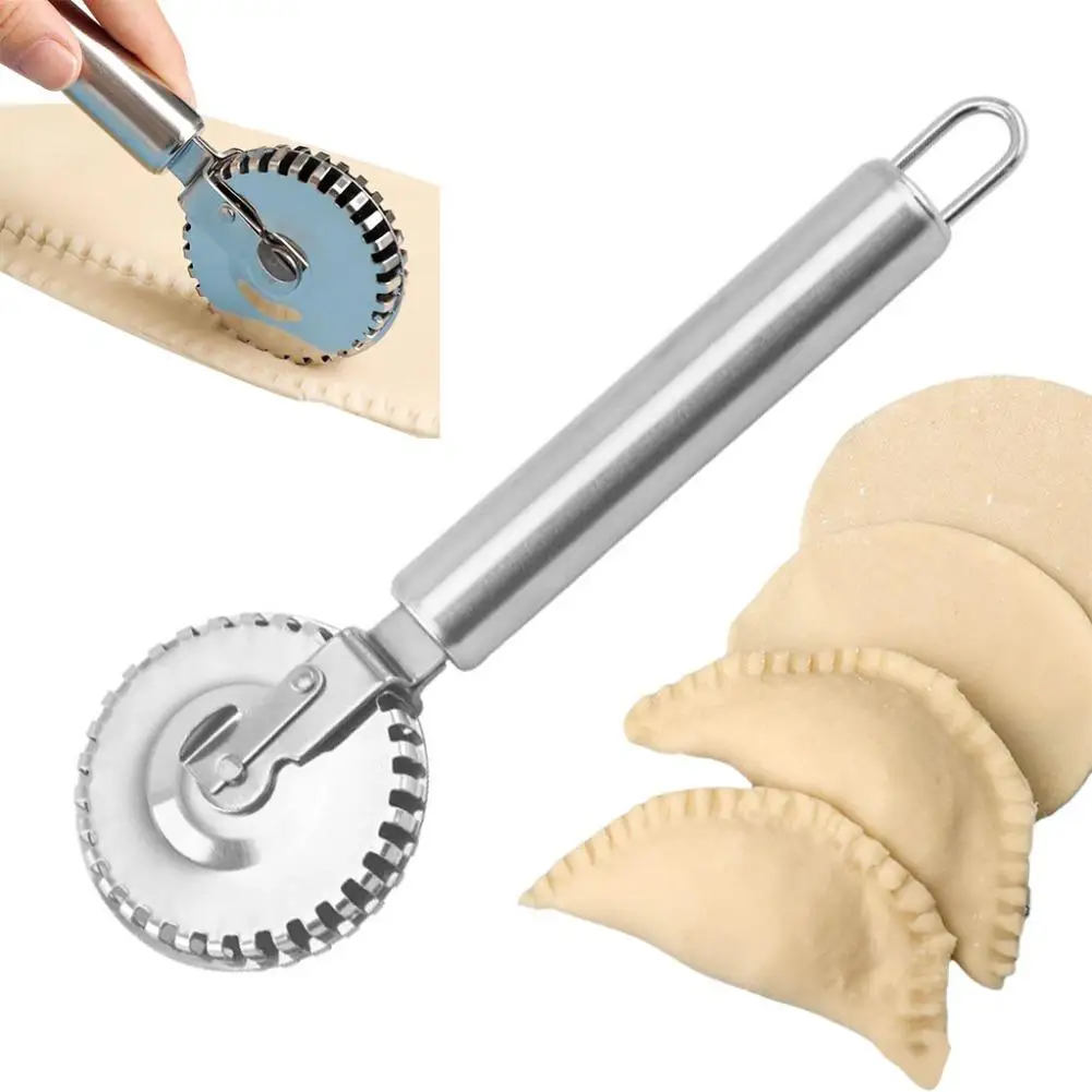 1PC New Arrival Stainless Steel Ravioli Cutter Wheel for Cutting Sealing Crimping Fresh Pasta Pastry Dough Multi-Function Tool
