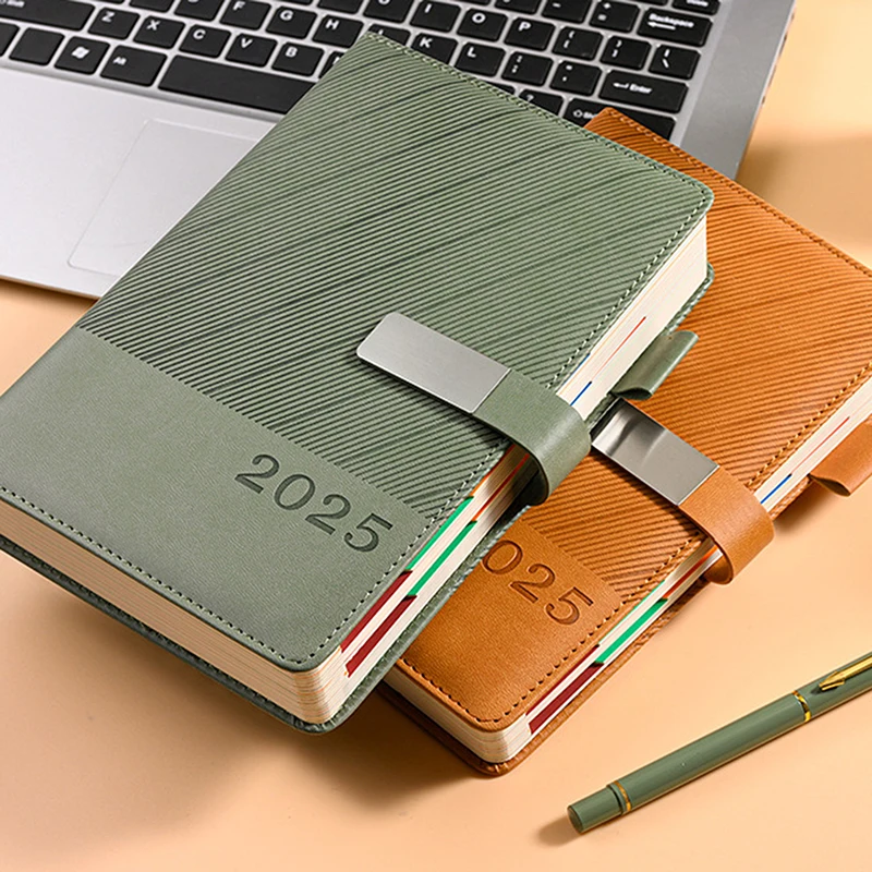 2025 Daily Planner PU Cover Agenda Scheduleโน้ตบุ๊คเหมาะสําหรับสํานักงานโรงเรียนJournaling A5 ธุรกิจ 365 วันปฏิทินPerencanaan