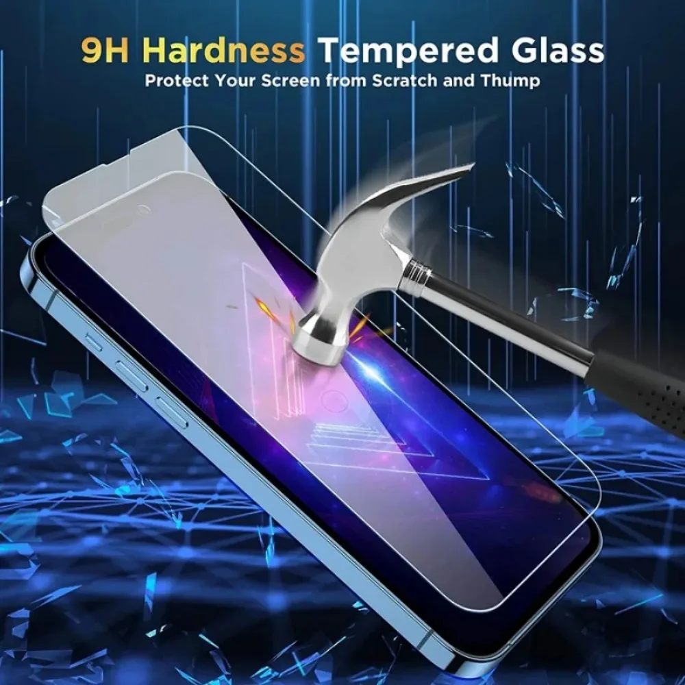واقي شاشة مع عدسة كاميرا لهاتف أيفون ، غطاء كامل ، 3 Plus 3 ، iPhone 15 Pro Max ، iPhone 12 ، iPhone 13 Mini ، iPhone 14 Plus ، iPhone 11