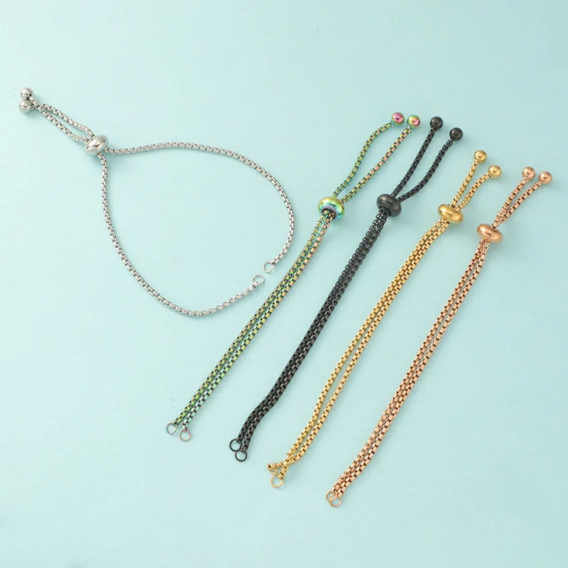 10Pcs Stainless Steel Adjustable Slider Chain Bolo Bracelet Charms Link for DIY Bracelets Jewelry Making