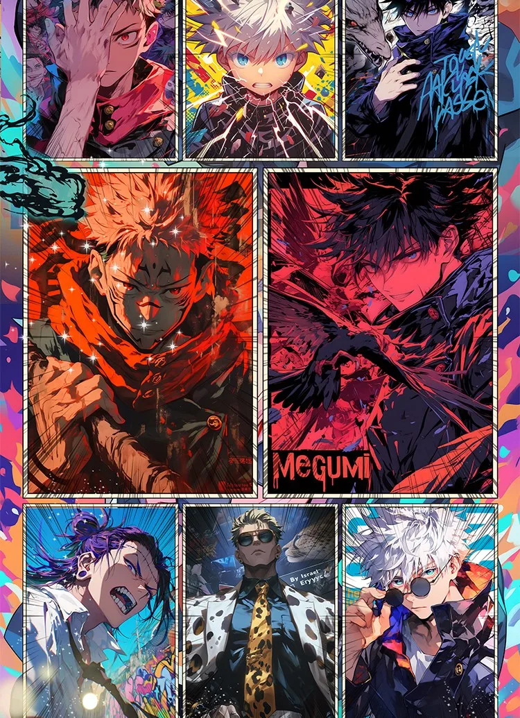 Jujutsu Kaisen B5 Cards Crystal Creative Curse Spirit\'s Nightmare Wave 4 Anime Gojo Satoru Fushiguro Megumi Itadori Game Cards