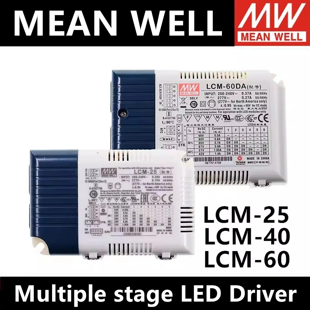 mean well indoor led driver iluminacao do painel do escritorio lcm25 lcm 25da lcm40 lcm 40da lcm60 lcm 60da lcm 60kn 01