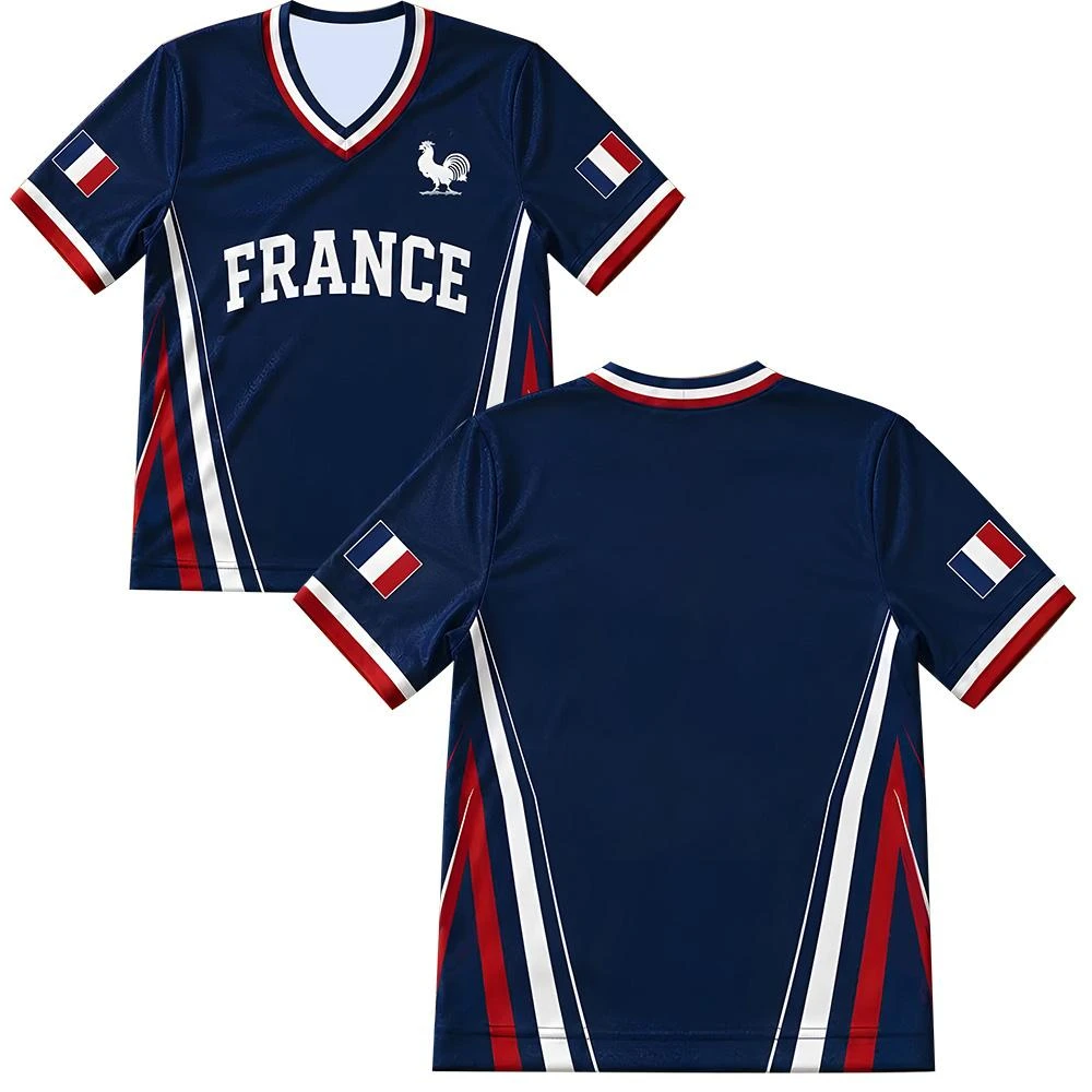 France Soccer 2026 Jersey Football Socce Fan T-Shirt Mesh Jersey Fashion Summer Suitable for Both Adults and Children