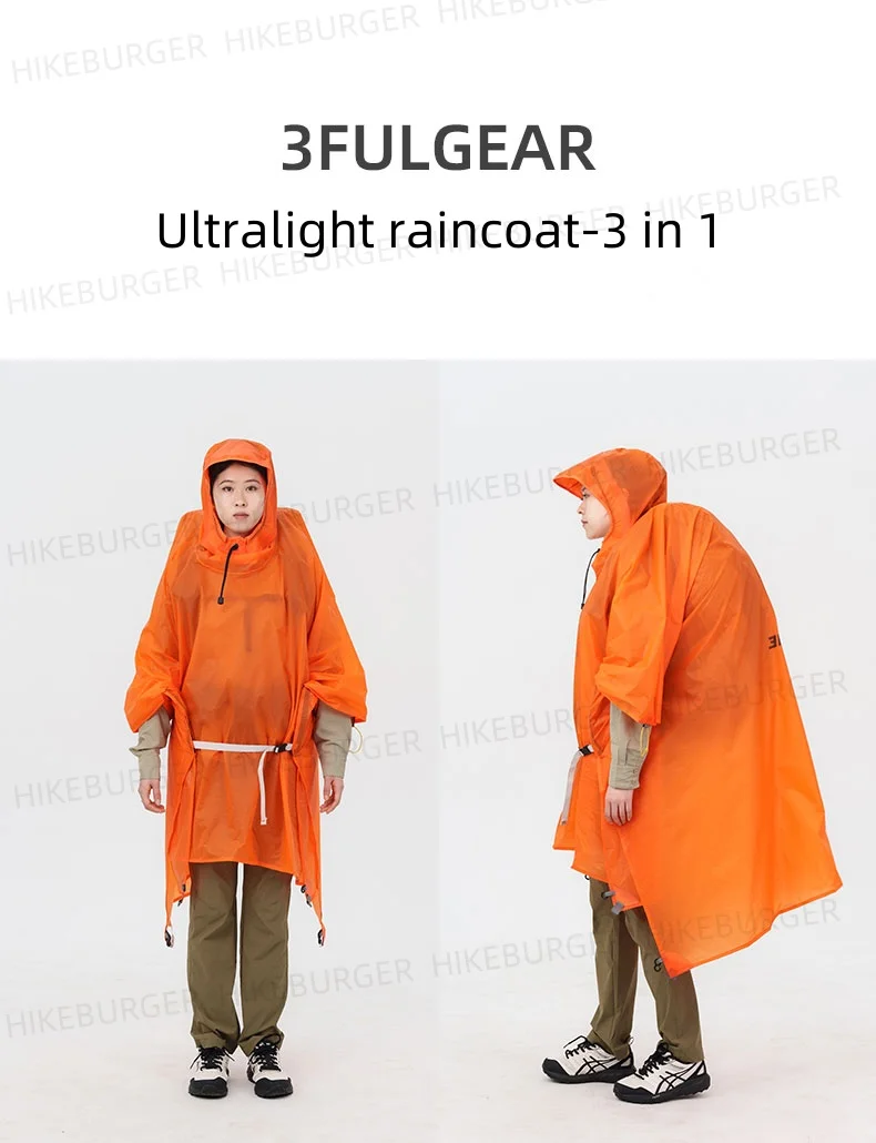 3F UL Gear Poncho Ultraleichter multifunktionaler Regenmantel Outdoor Tragbare 3-in-1-Plane/Fußabdruck Wasserdicht Wandern Rucksackreisen – Detail 5