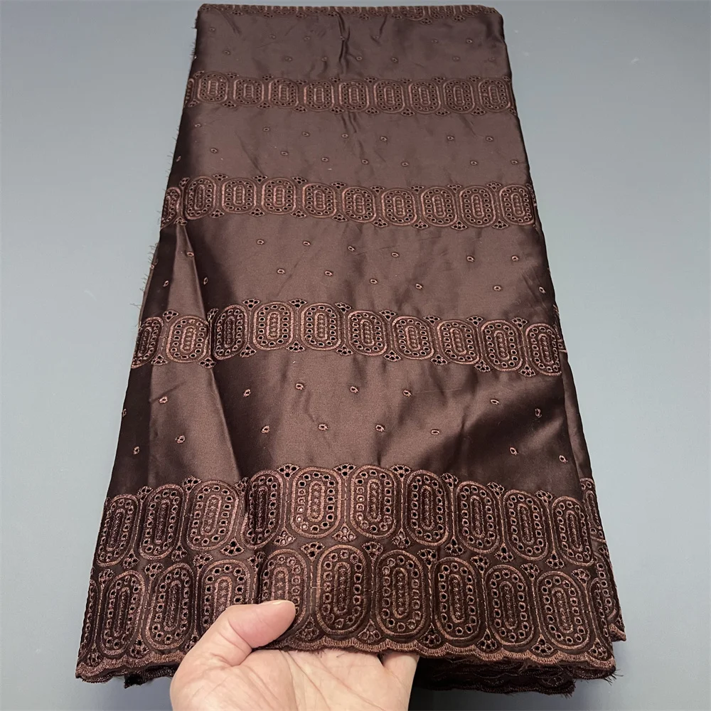 قماش دانتيل أفريقي، مواد أقمشة قطنية 100% للملابس، بالمتر، تطريز، 2025، فساتين الحفلات، تول، 5 ياردات
