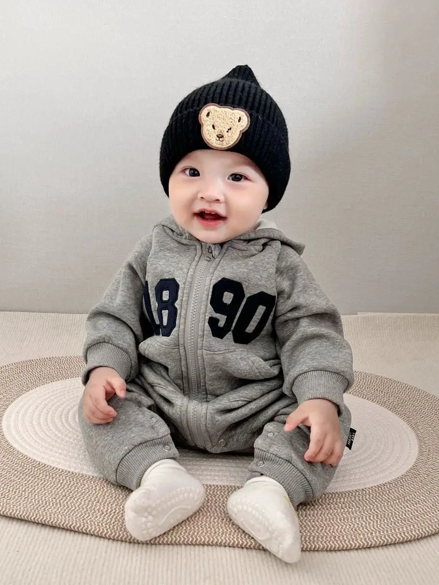 2024 Autumn Baby Boys Casual Print One Piece Long Sleeve Rompers Infant Toddler Sports Jumpsuit