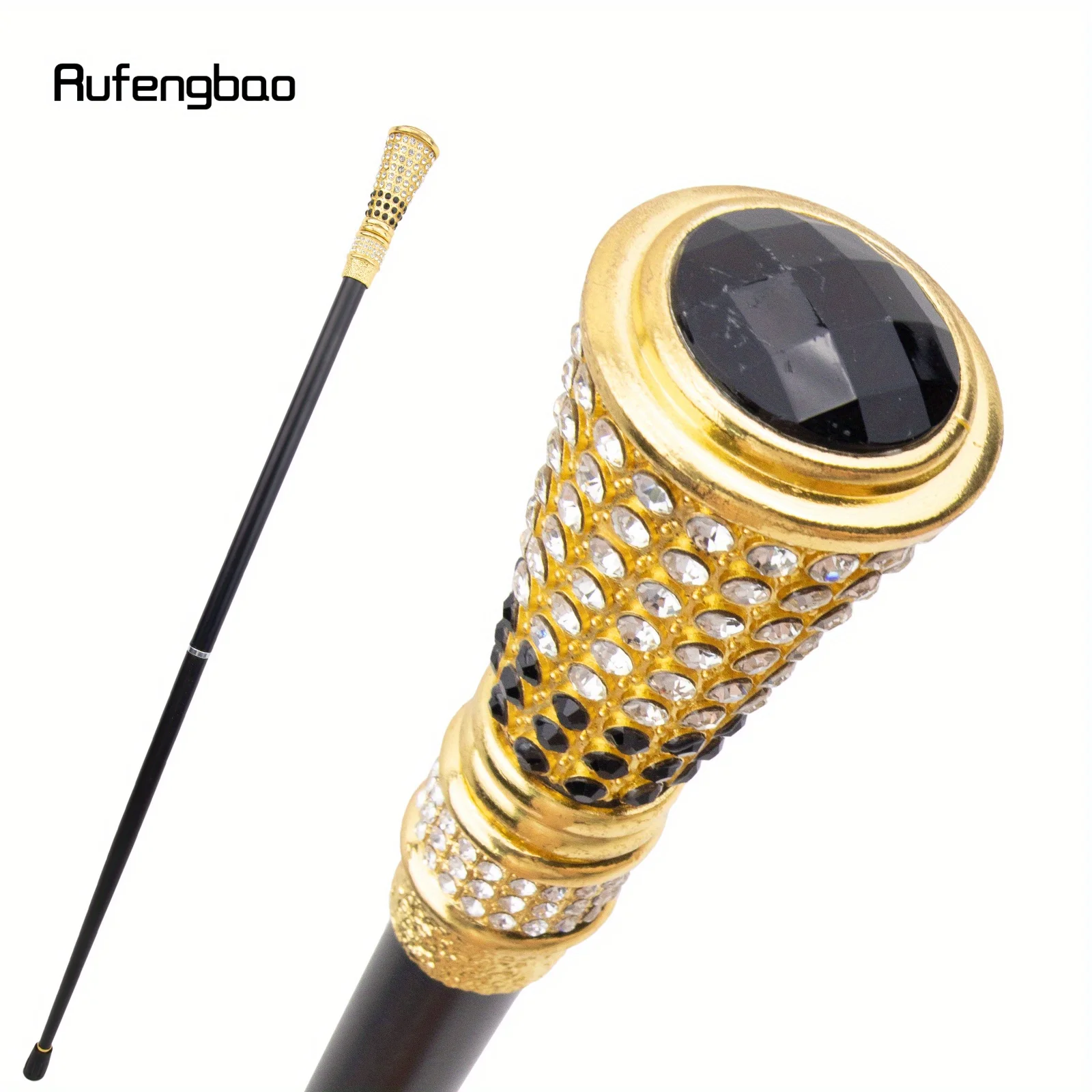Black Artificial Diamond Golden Cane Fashion  Stage Cane Decorative Stick Decorative Cane Cosplay Parties, For Cosplay & Party